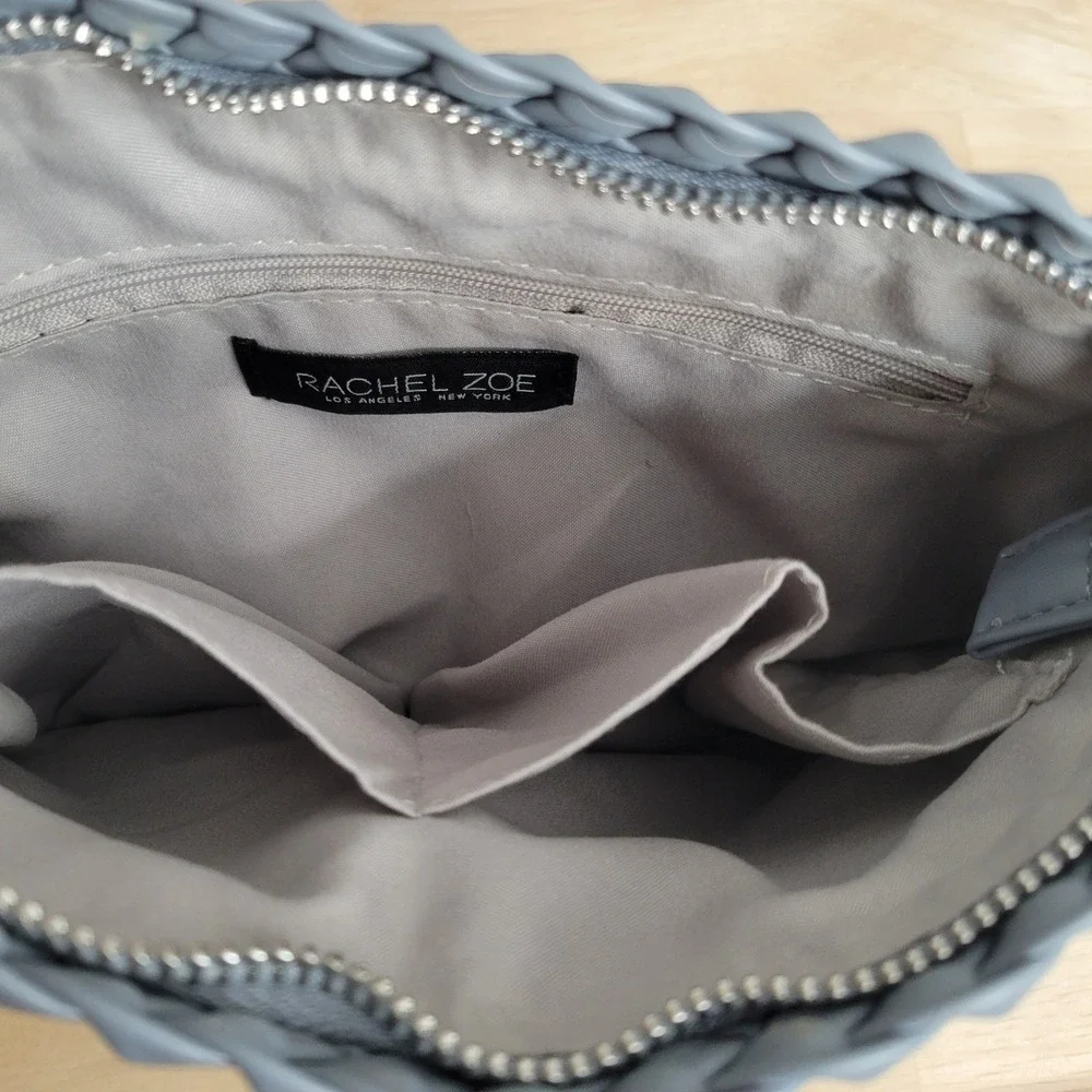 Rachel Zoe Gray Woven Textured Faux Leather Wristlet Clutch Bag‎